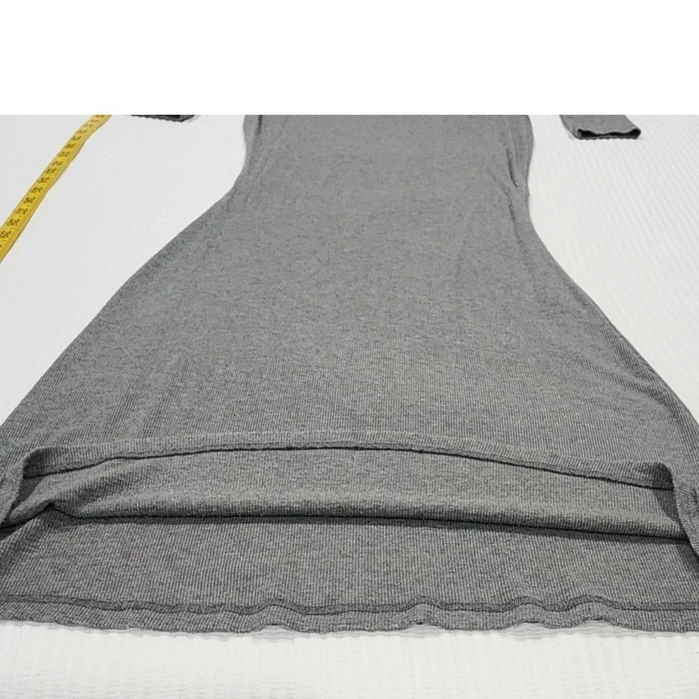 Abercrombie & Fitch Lounge Gray Ribbed Jersey Knit Long Sleeve Maxi Dress Small